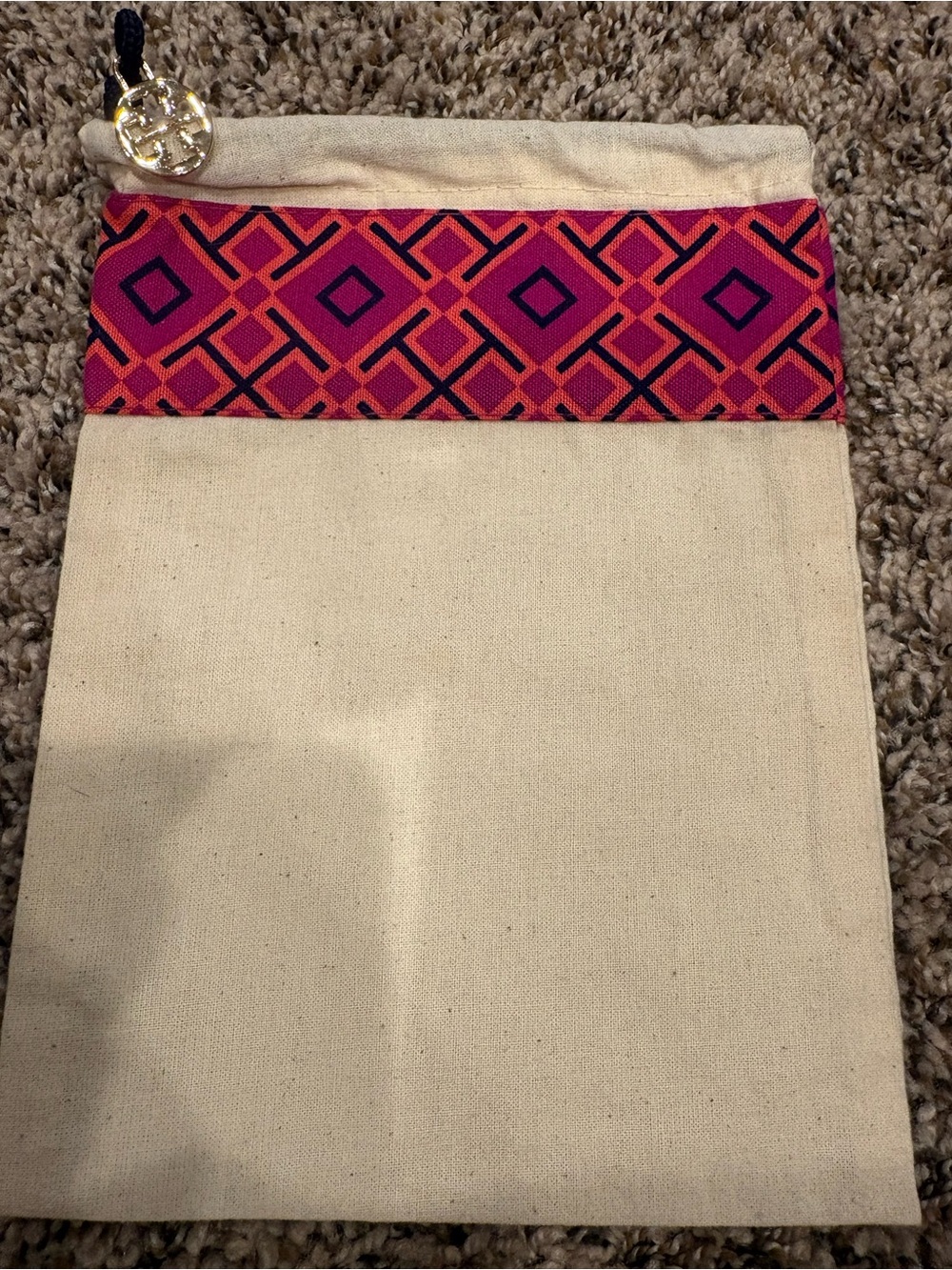 Tory Burch drawstring dust bag ~7"x9"